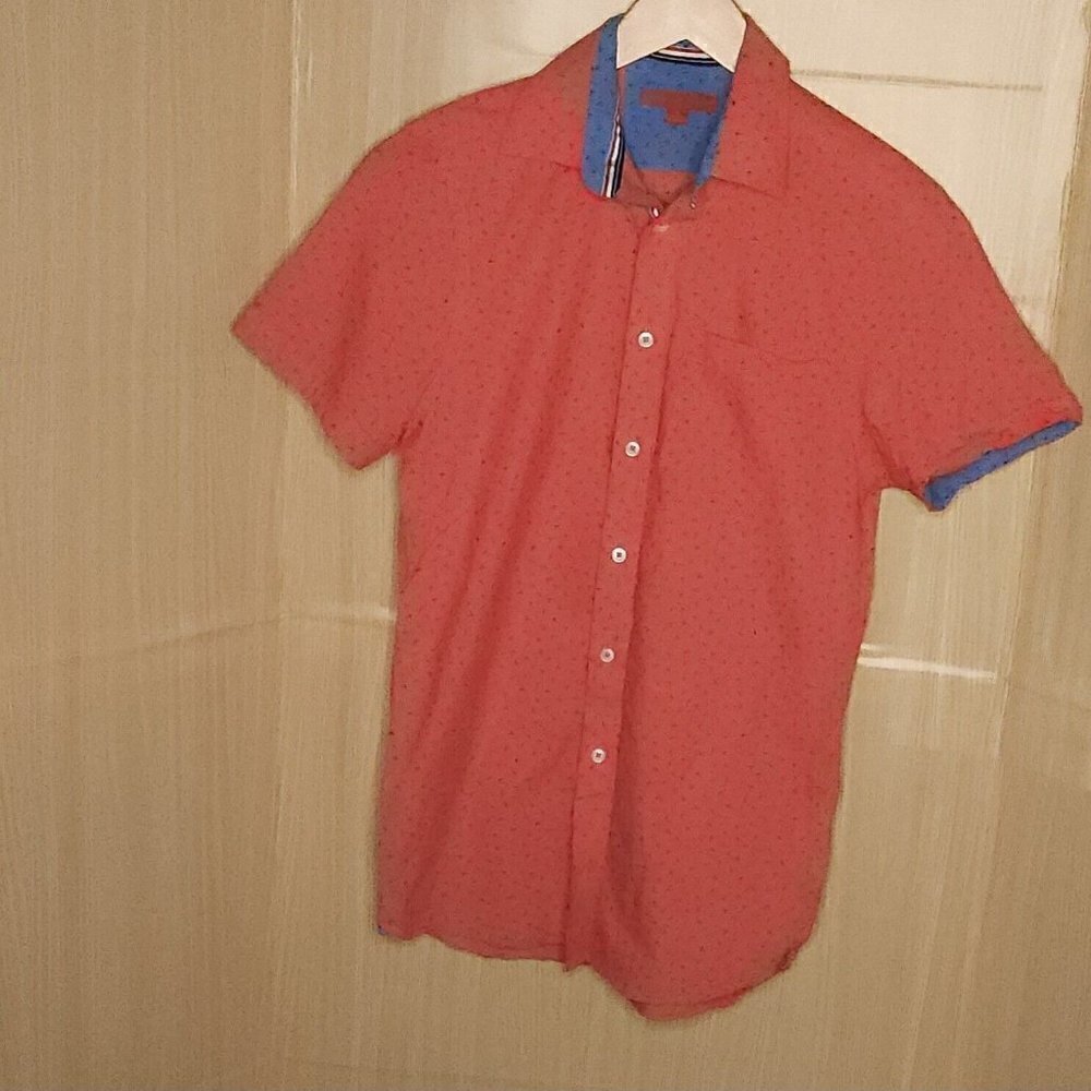 Report Collection Red Short Sleeve Bird Print Shirt Small